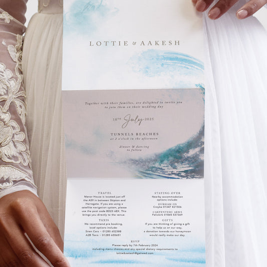 Ocean Road 3 fold Concertina Wedding Invitation