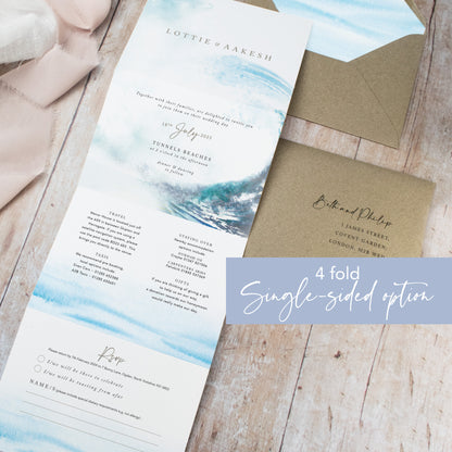 Ocean Road 4 Fold Concertina Wedding Invitation