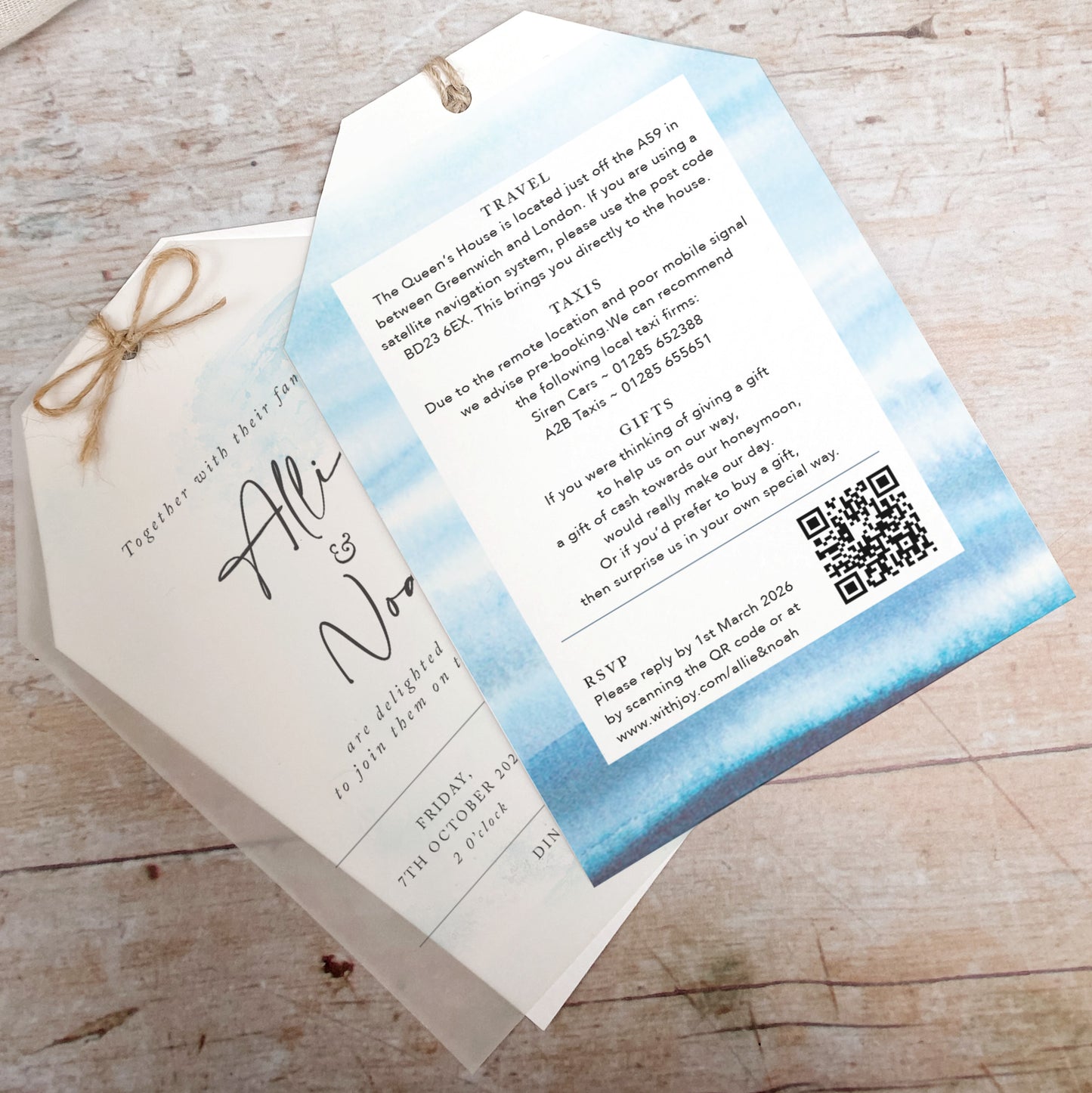 Ocean Road Vellum Tag Wedding Invitation