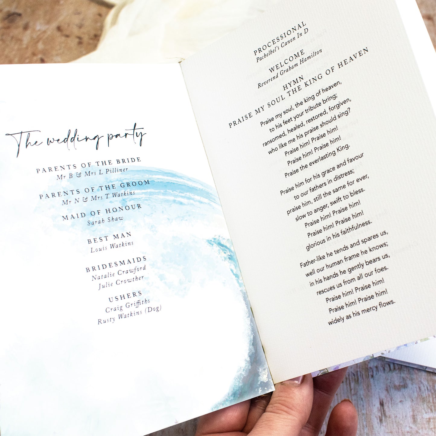 8 PAGE 'Ocean Road' Wedding Order of Service Booklet