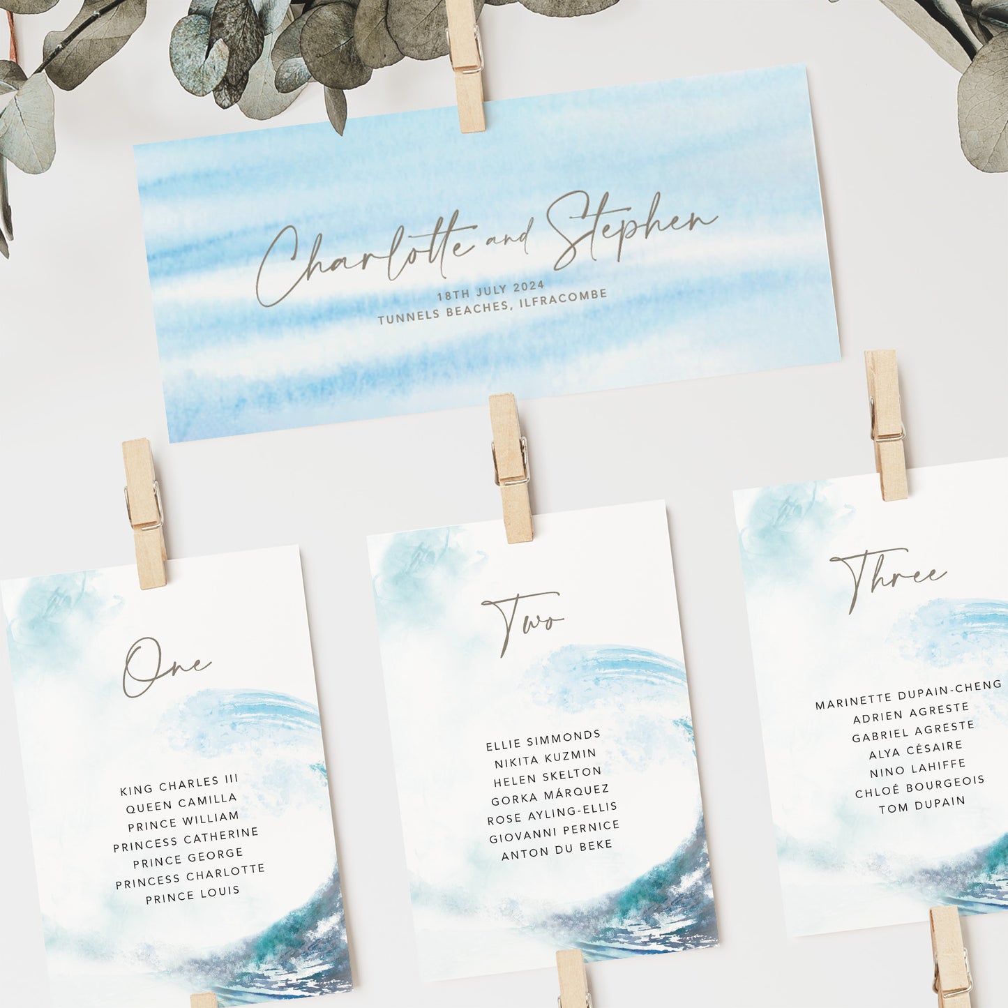 Ocean Road Wedding Seating Plan Cards