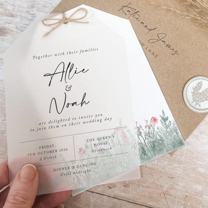 Secret Garden Vellum Tag Wedding Invitation