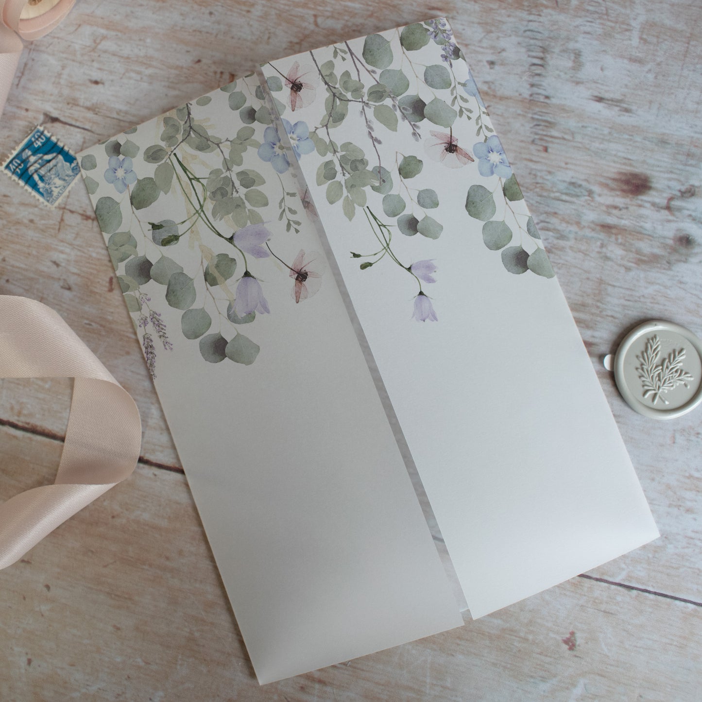 Periwinkle Foliage Vellum Wrap