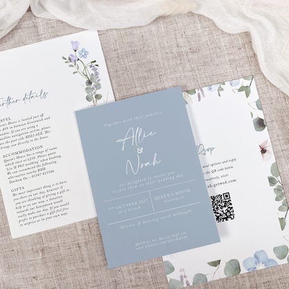 Periwinkle Wedding Invitation Stack