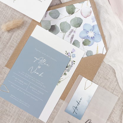 Periwinkle Wedding Invitation Stack