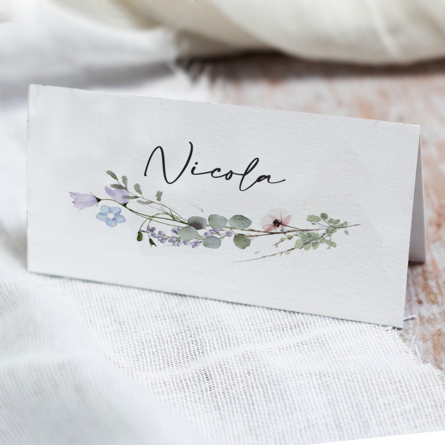 Periwinkle Floral Place Cards