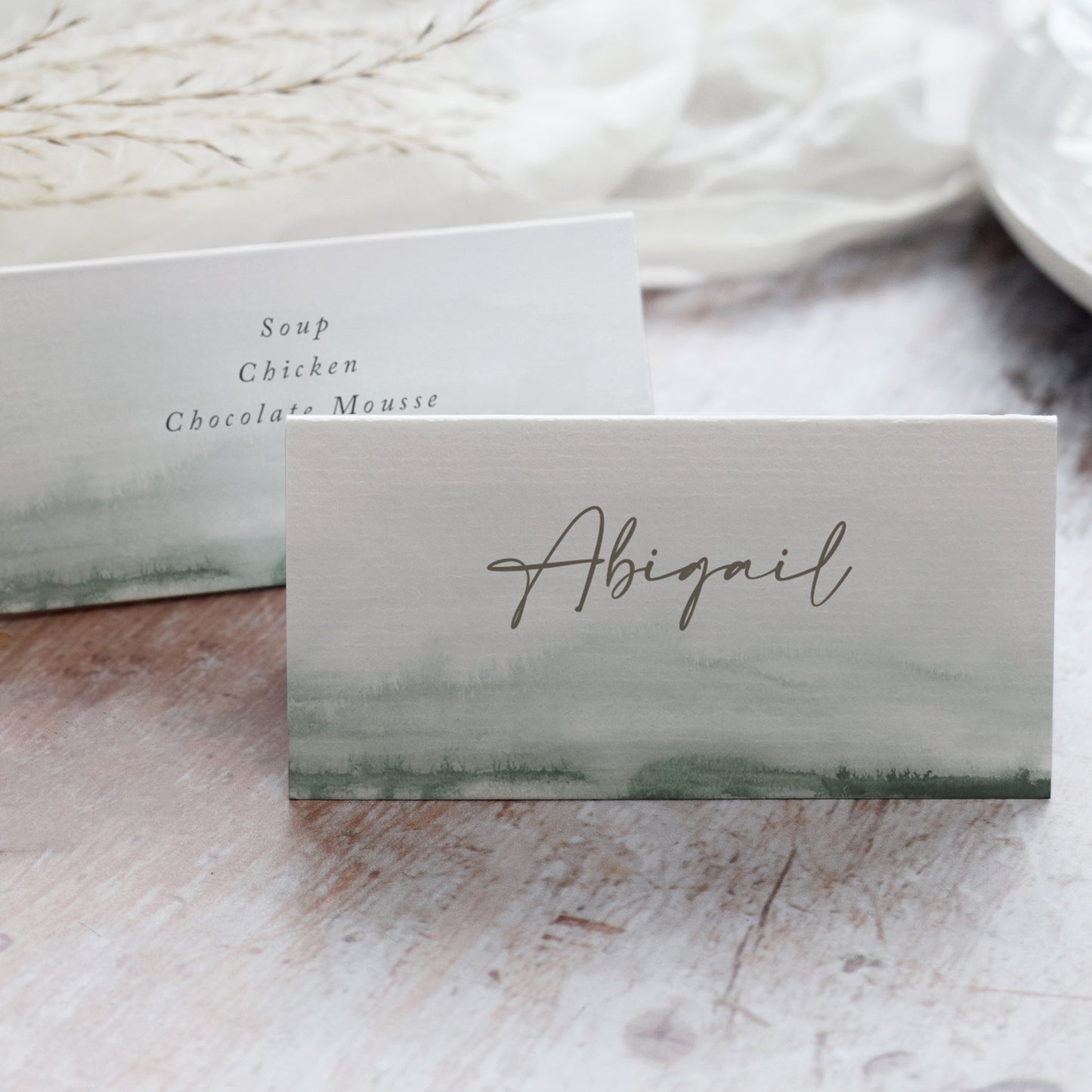 sage green wedding place cards