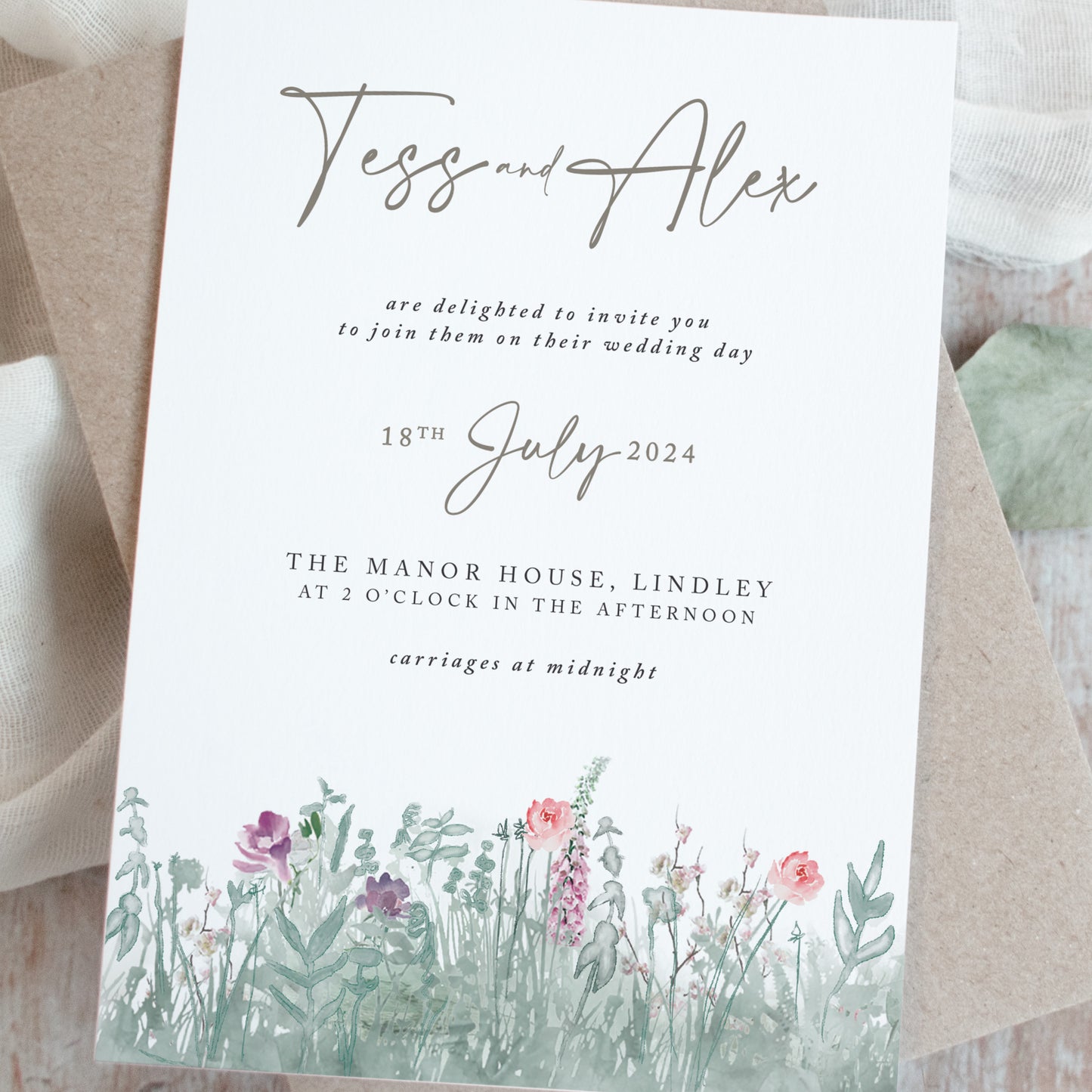 wildlflower wedding invitations