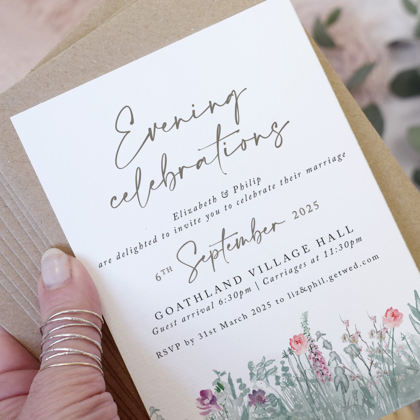 Secret Garden Evening Wedding Invitations