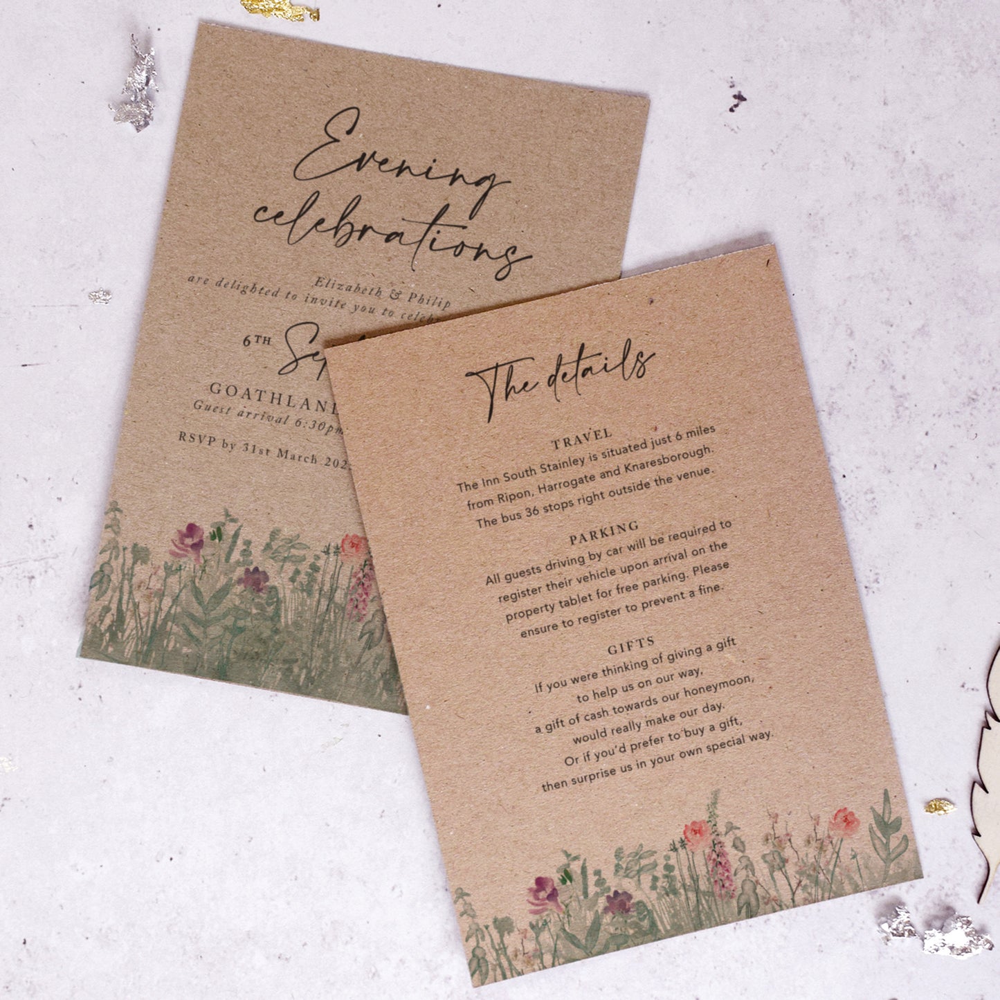 Secret Garden Kraft Evening Wedding Invitations