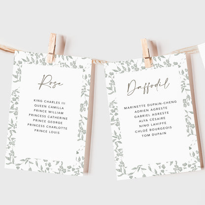 Secret Garden Wedding Seating Plan Cards