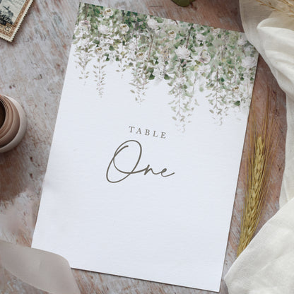 wedding table numbers for a sage green wedding