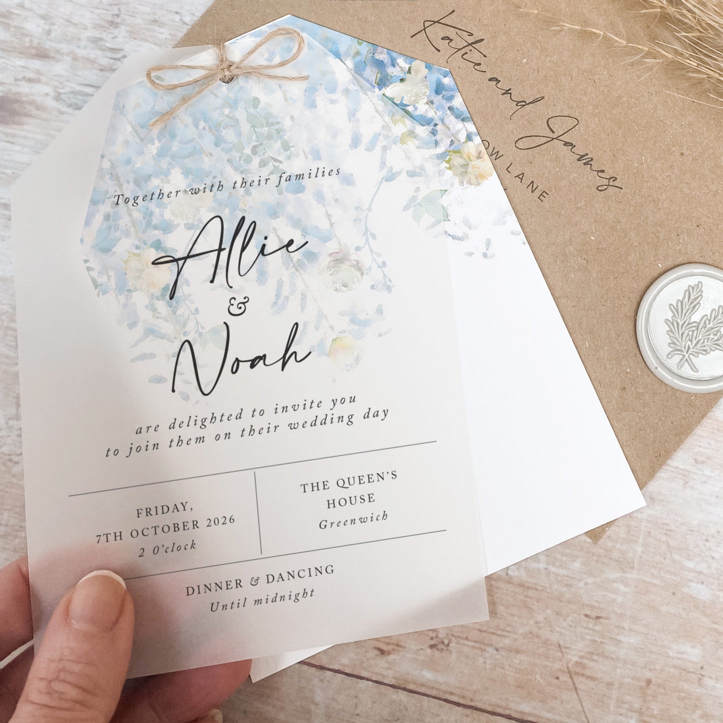 Whimsical Coast Vellum Tag Wedding Invitation