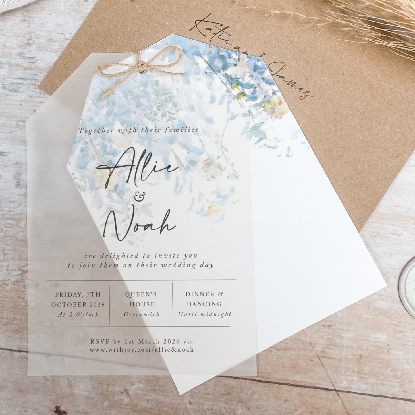 Whimsical Coast Vellum Tag Wedding Invitation