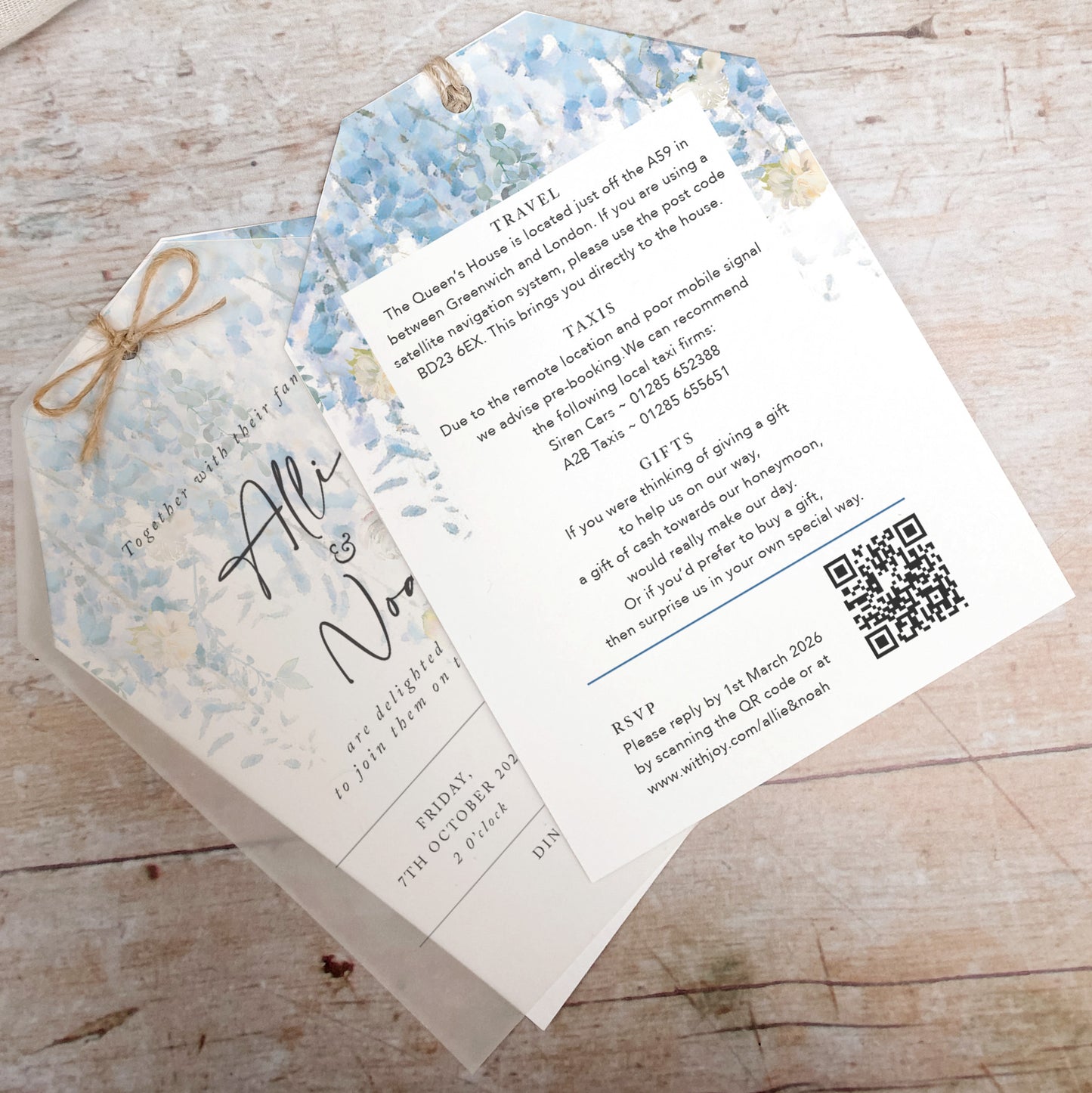 Whimsical Coast Vellum Tag Wedding Invitation