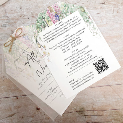 Whimsical Spring Vellum Tag Wedding Invitation