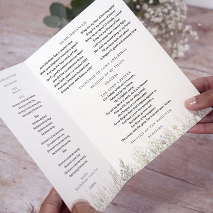 4 PAGE 'Whimsical Barn' Wedding Order of Service Booklet