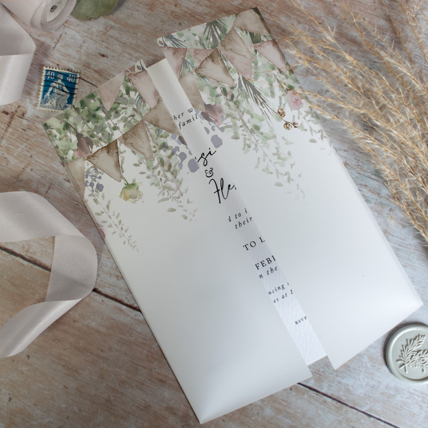 rustic wedding invitations with a vellum jacket