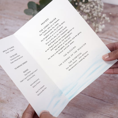 4 PAGE 'Whimsical Coast' Wedding Order of Service Booklet