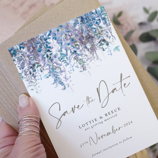 Whimsical Winter Wedding Save the Date Cards