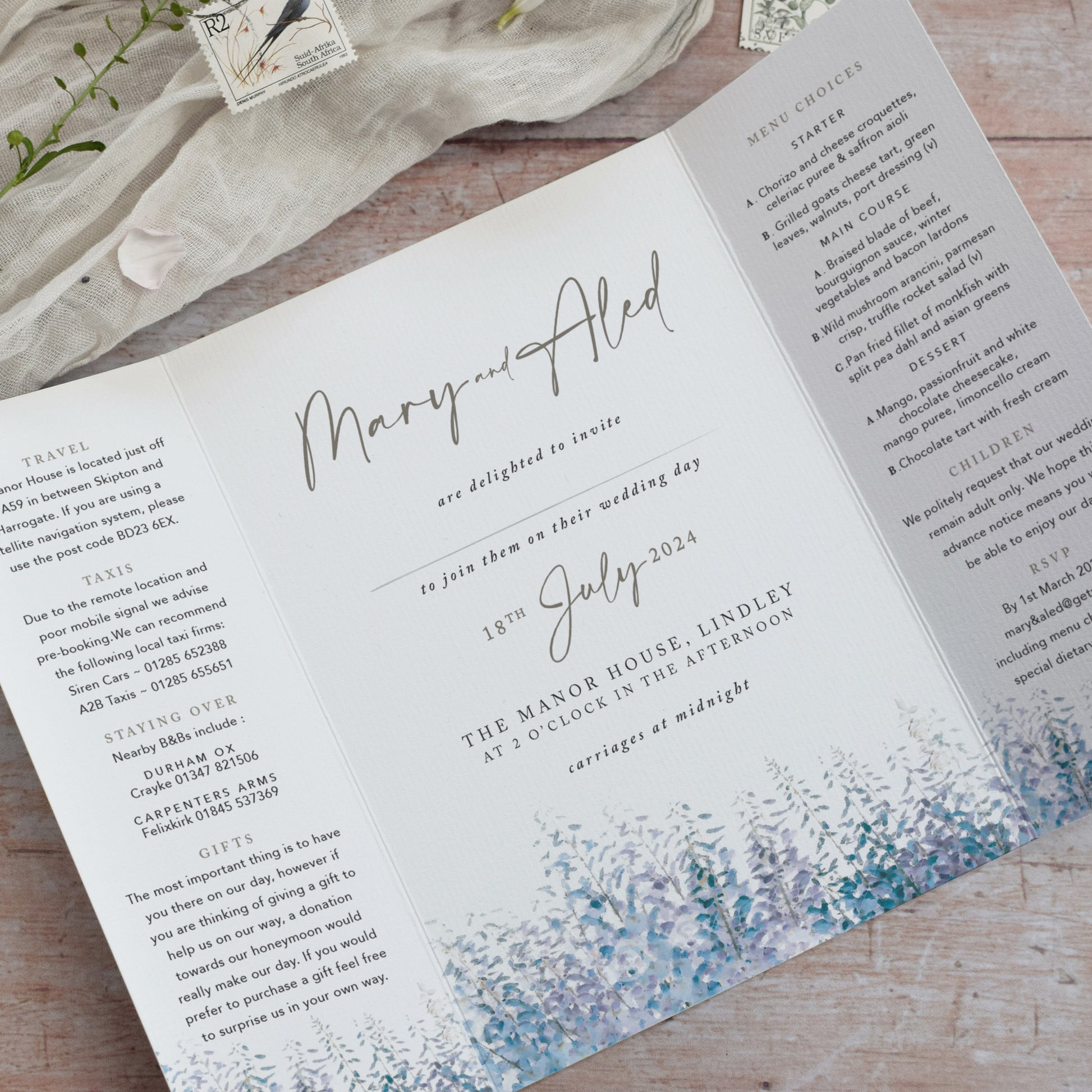 gatefold wedding invitations for a winter wedding