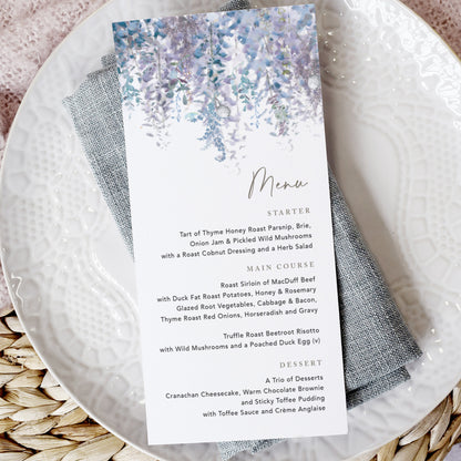 Whimsical Winter Wedding Menu Cards