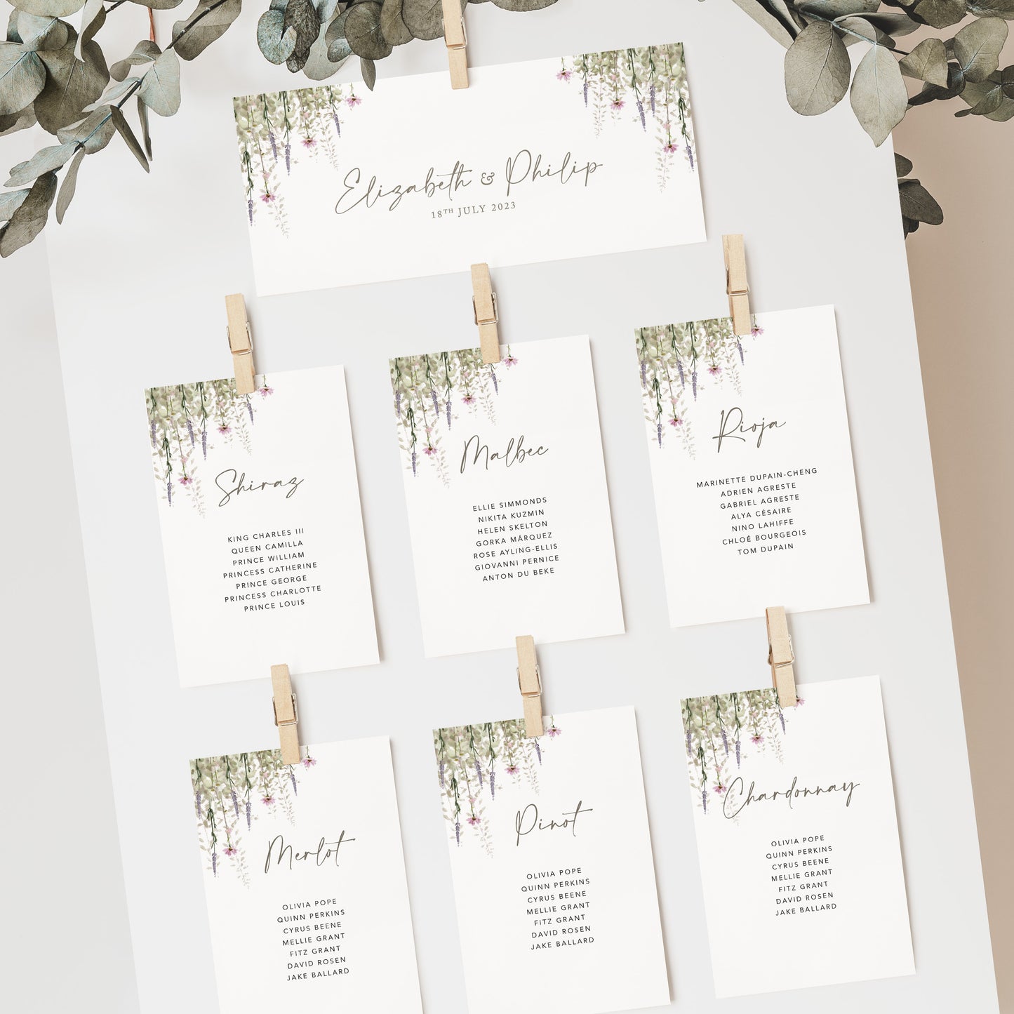 Whisper Wedding Seating Plan Cards