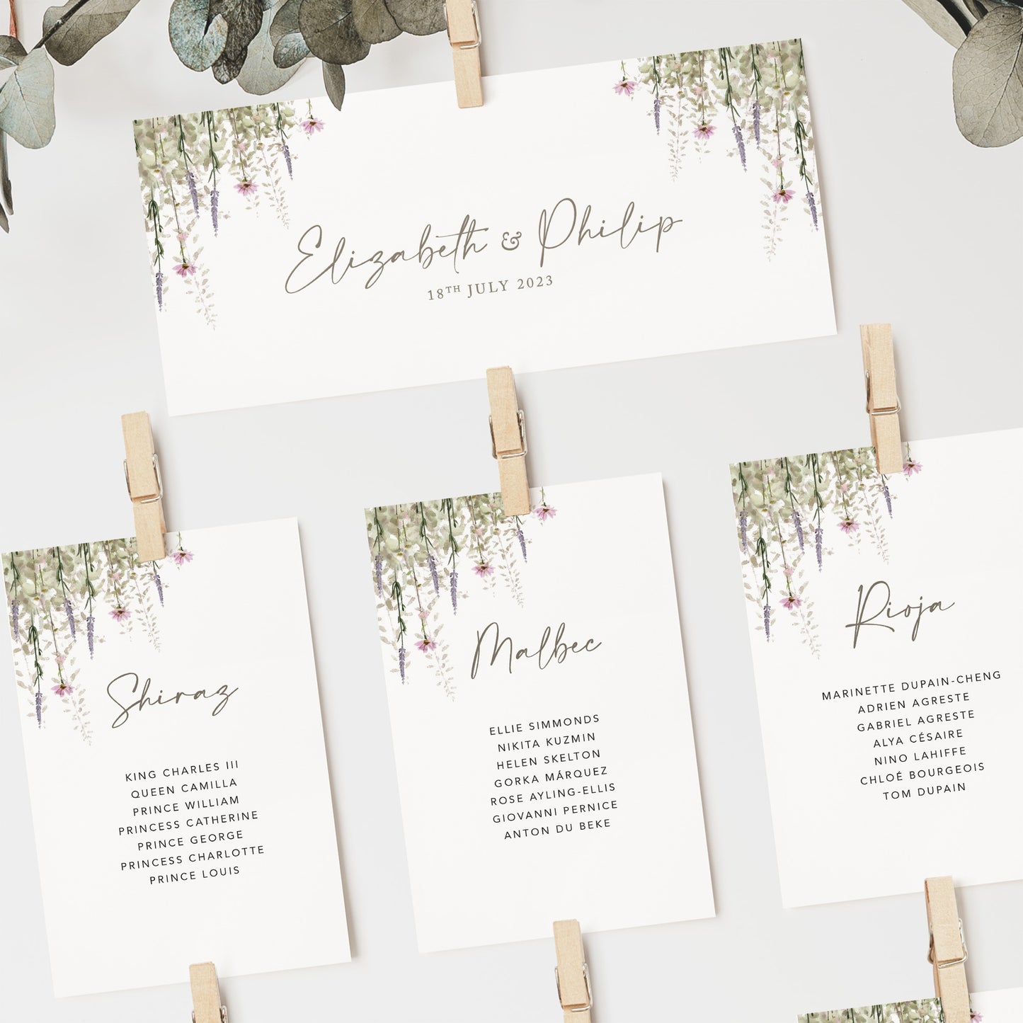 Whisper Wedding Seating Plan Cards