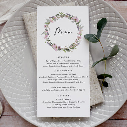 Whisper Wreath Wedding Menu Cards