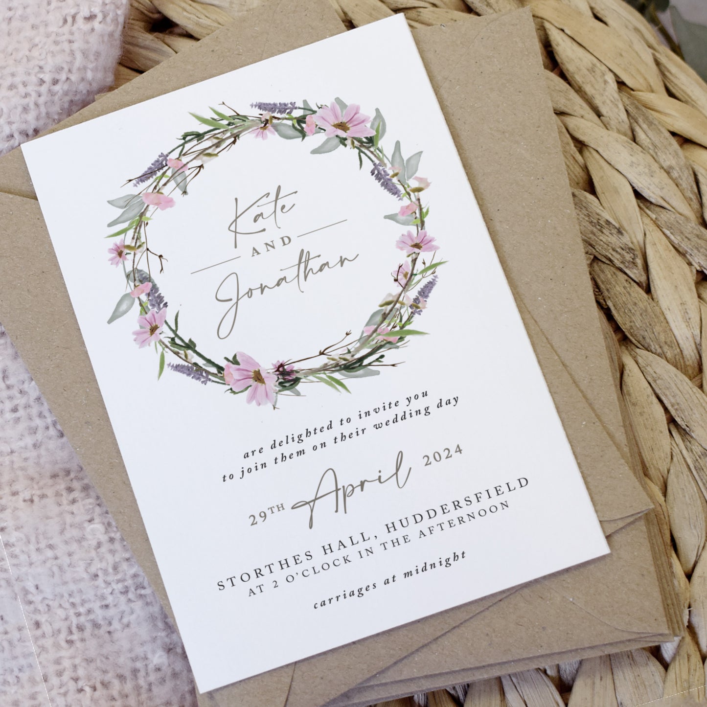 wildflower wedding invitations for a rustic wedding
