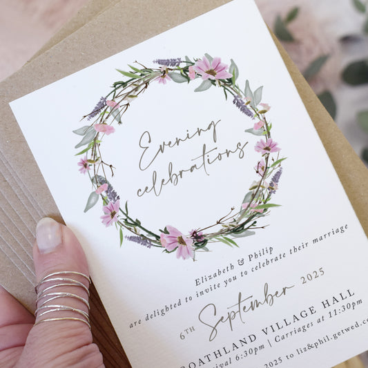 Whisper Wreath Evening Wedding Invitations