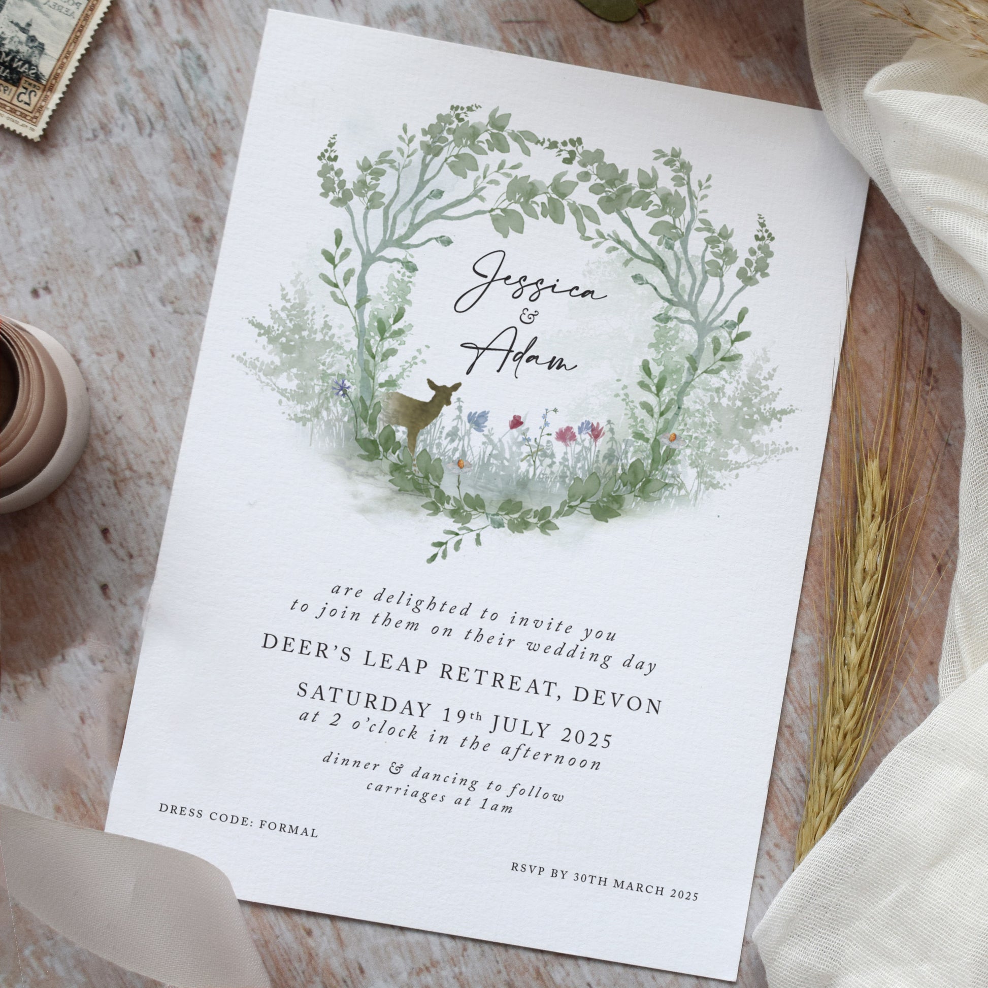 woodland wedding invitations