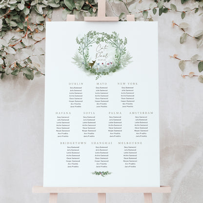 Wedding Table Plan for a woodland wedding