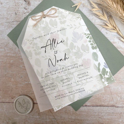 Wildflower Vellum Tag Wedding Invitation