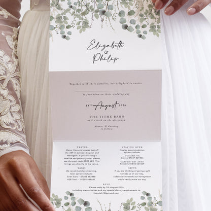 Willow 3 fold Concertina Wedding Invitation