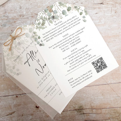 Willow Foliage Vellum Tag Wedding Invitation