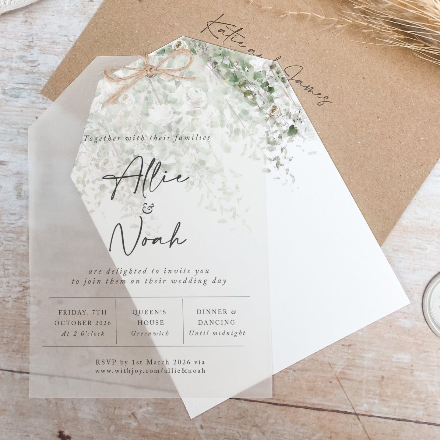 Whimsical Windsor Vellum Tag Wedding Invitation