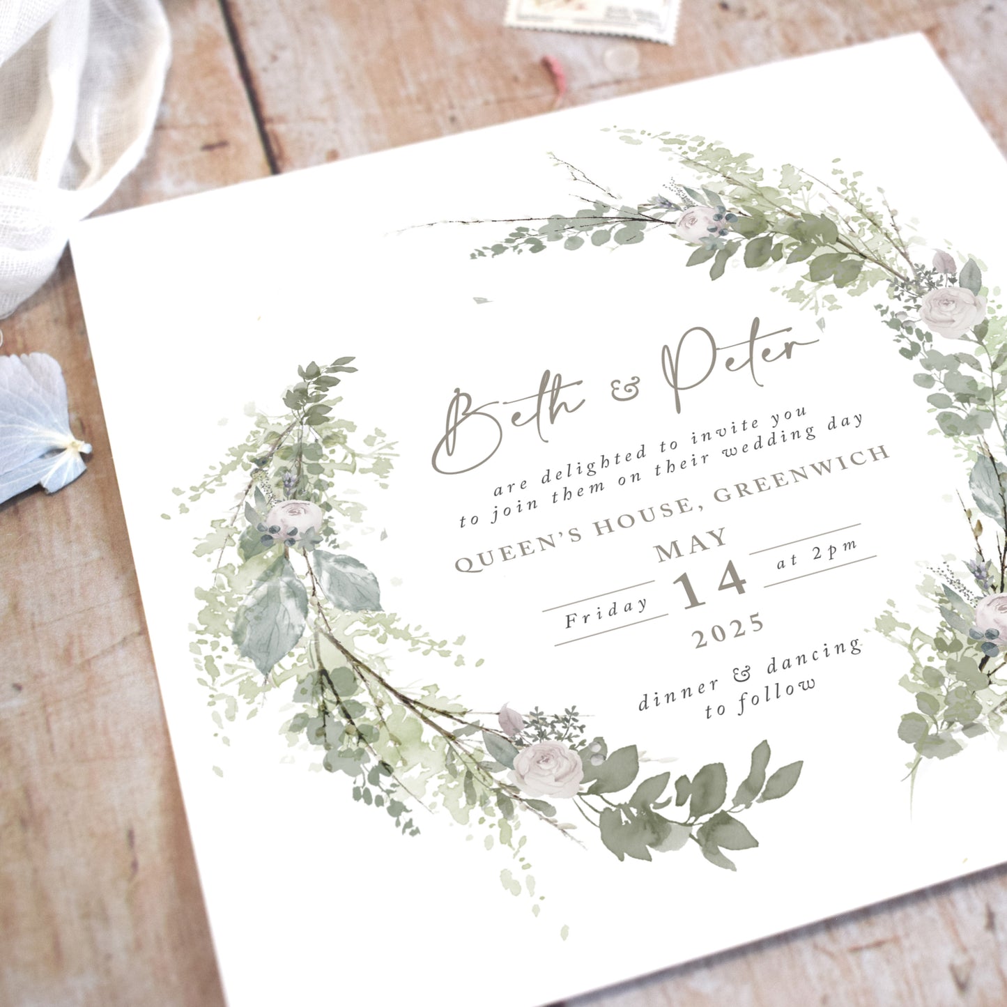foliage wedding invites