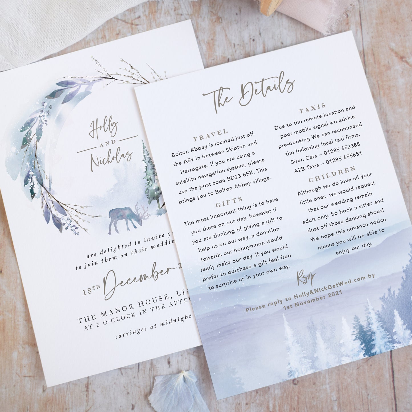 wedding invitations for a winter wedding
