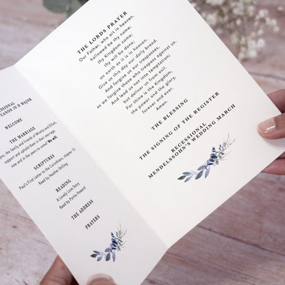 4 PAGE 'Winter' Wedding Order of Service Booklet