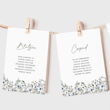 Winter Foliage Wedding Seating Plan Cards