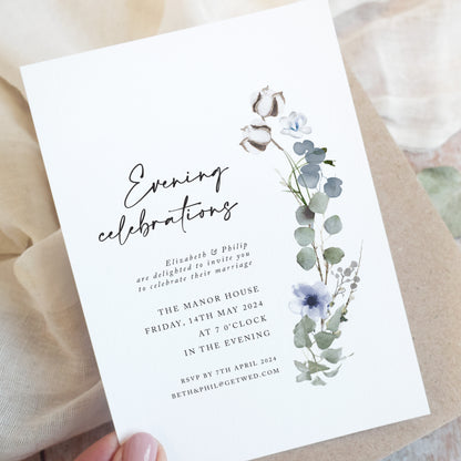 Winter Floral Evening Wedding Invitations