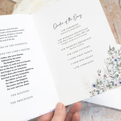 8 PAGE 'Winter Foliage' Wedding Order of Service Booklet