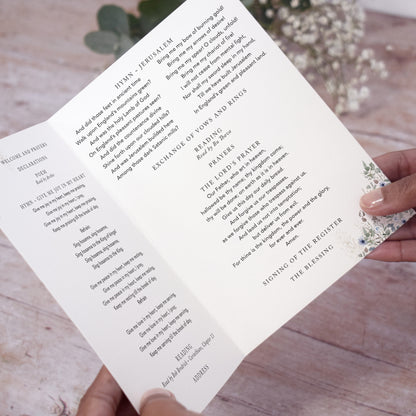 4 PAGE 'Winter Wreath' Wedding Order of Service Booklet