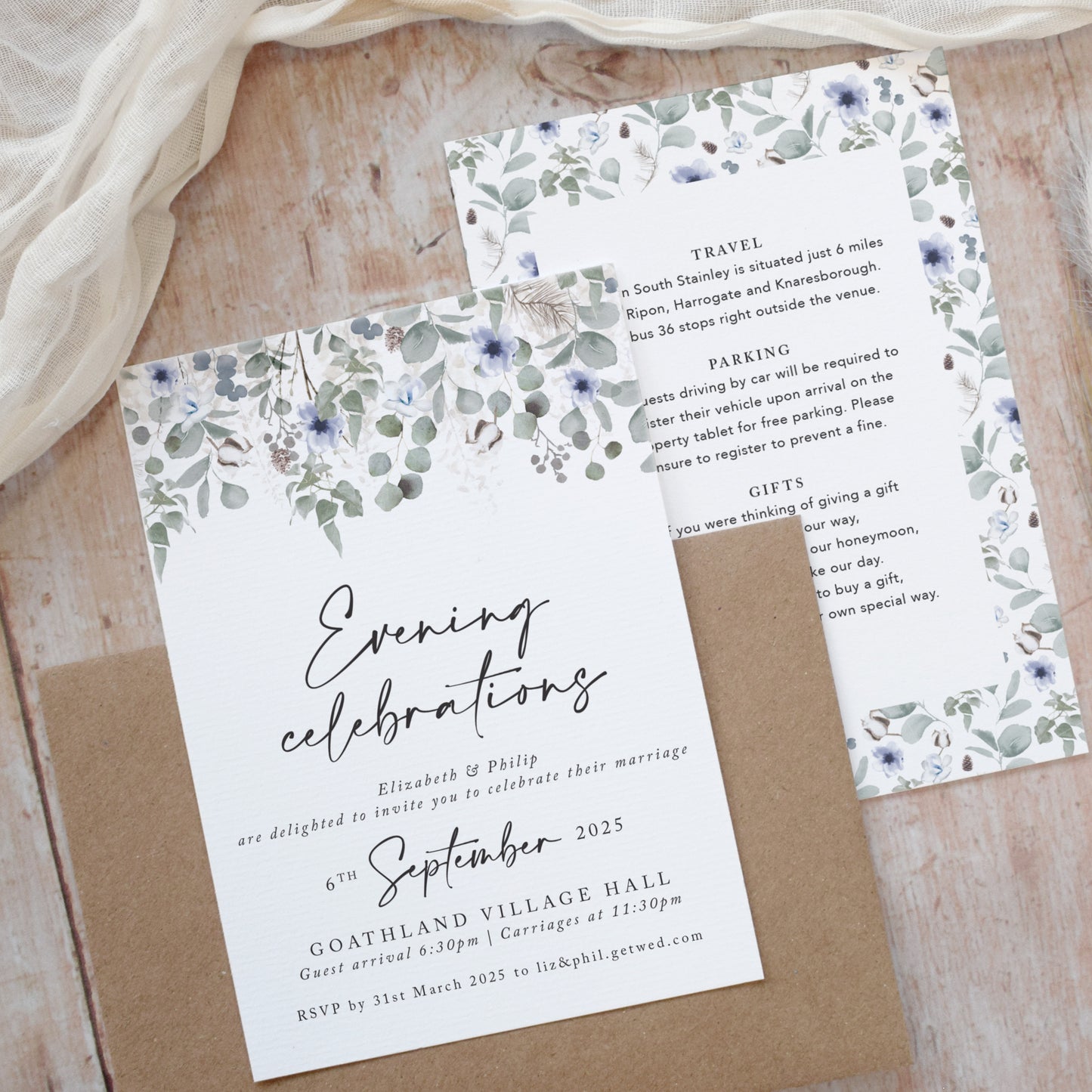 Winter Foliage Evening Wedding Invitations