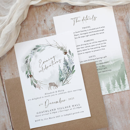 Winter Green Evening Wedding Invitations