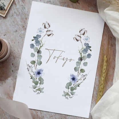 Winter Floral Table Name Cards