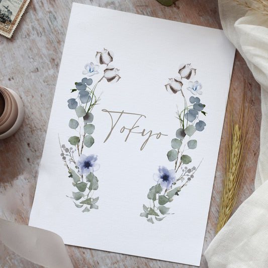 Winter Floral Table Name Cards