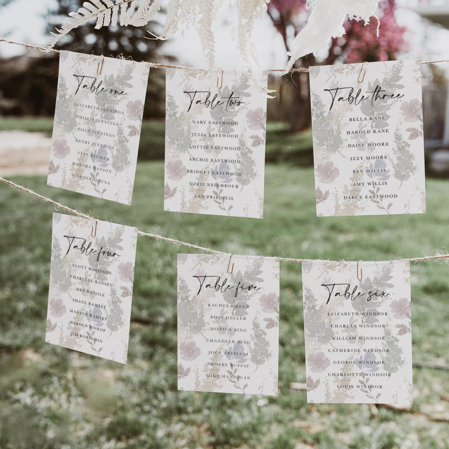 Table Plan cards for an Autumn Wedding