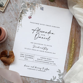 Autumn Floral Flat Wedding Invitation